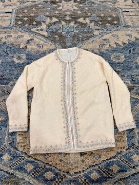 Vintage wool cardigan jacket with beading